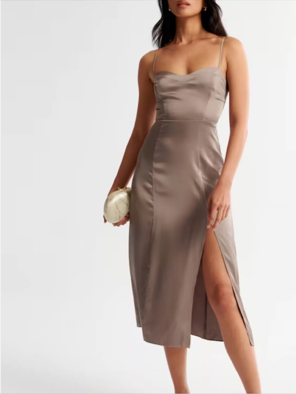 Abercrombie & Fitch Camille Midi Dress - Taupe (Size SP)